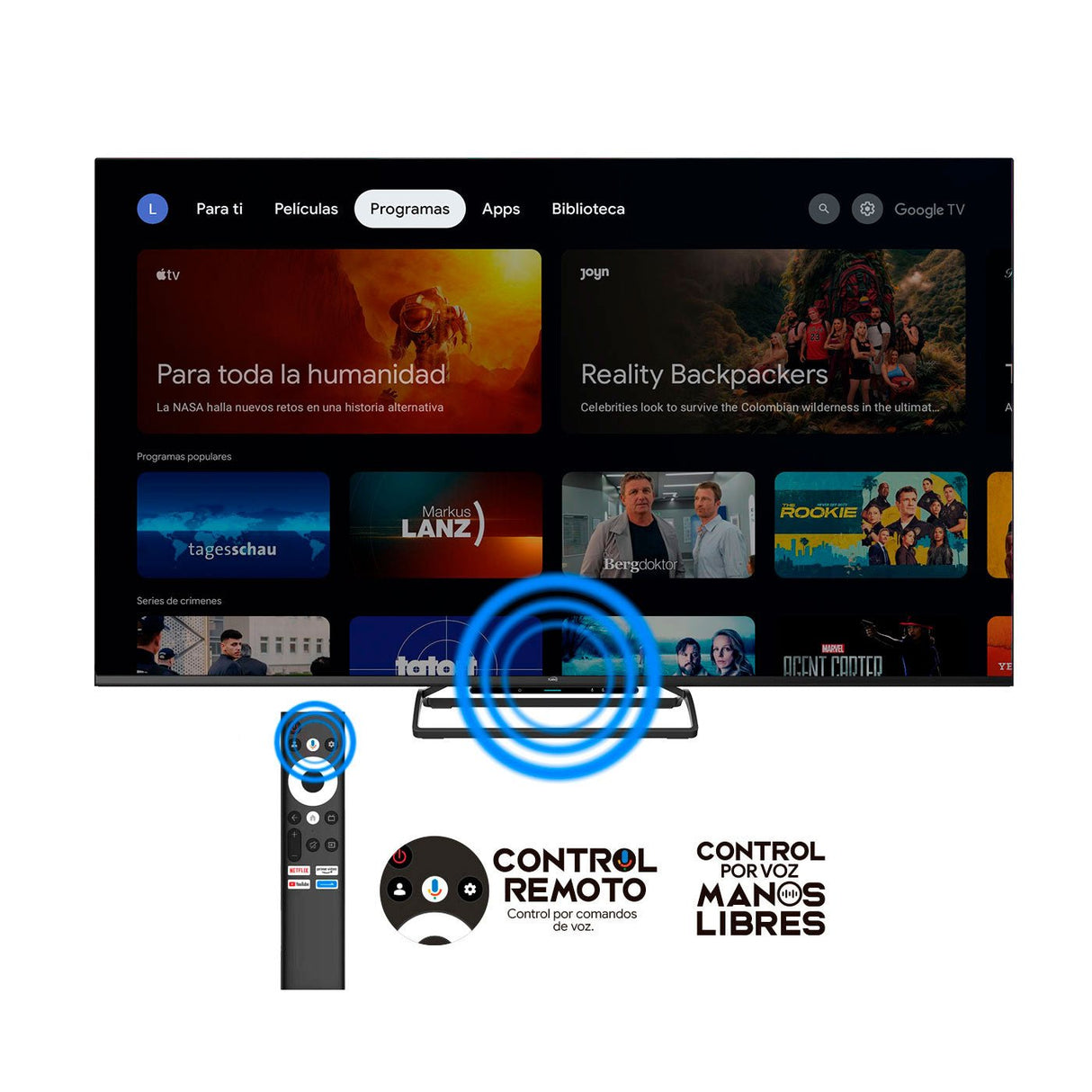 Televisor Kalley Smart QLED 4K 55 Pulgadas Google Negro 133.5x82.5cm con Wifi Integrado y con Bluetooth - TELEVISORES | Bylmo