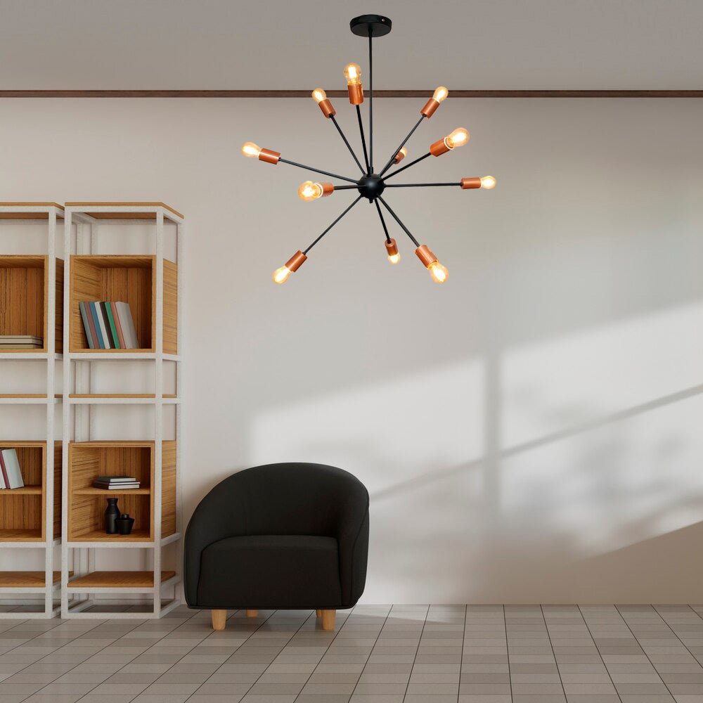 Lámpara de Techo Led Átomo Dorado y Negro 13x60cm Ajustable de Doce Luces - LAMPARAS DE TECHO | Bylmo