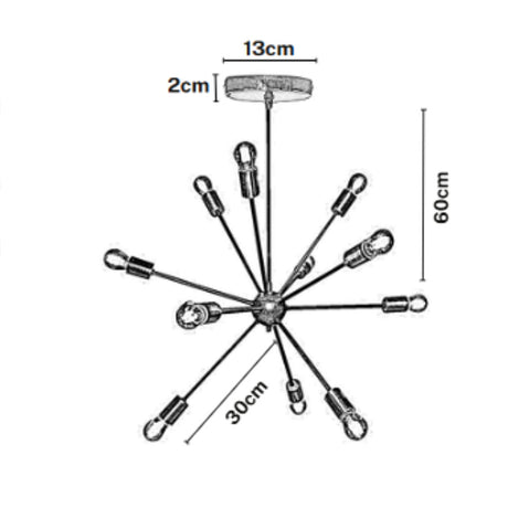 Lámpara de Techo Led Átomo Dorado y Negro 13x60cm Ajustable de Doce Luces - LAMPARAS DE TECHO | Bylmo