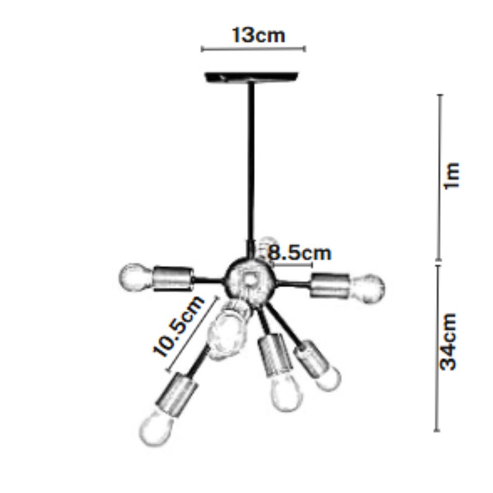 Lámpara de Techo Led Átomo Dorado y Negro 20x34cm Ajustable de Ocho Luces - LAMPARAS DE TECHO | Bylmo