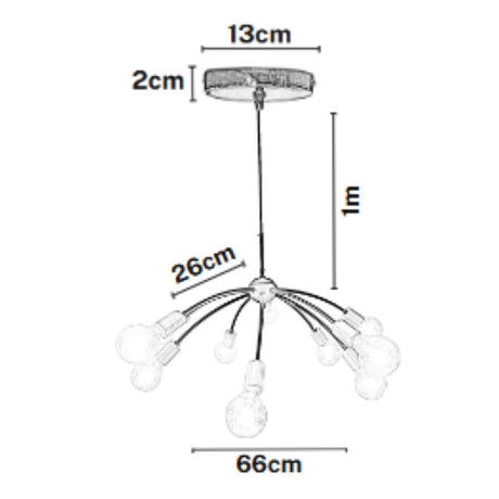 Lámpara de Techo Led Átomo Dorado y Negro 66x26cm Ajustable de Diez Luces - LAMPARAS DE TECHO | Bylmo