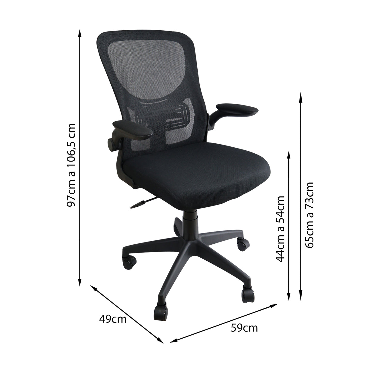 Silla de Oficina Bogota Negro 59x106.5cm con Ruedas con Soporte Lumbar y Espaldar Reclinable - SILLAS DE OFICINA | Bylmo