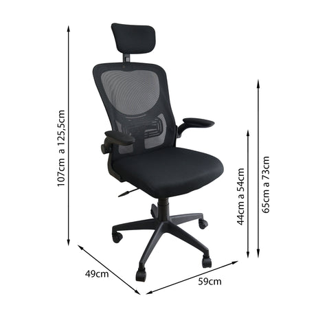 Silla de Oficina Bogota Negro 59x125.5cm con Ruedas con Soporte Lumbar y Espaldar Reclinable - SILLAS DE OFICINA | Bylmo