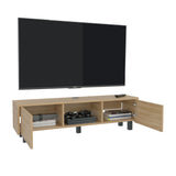 Repisa para TV Flotante Glen Fresno Europeo 125.1x26.8cm para TV Hasta 50 Pulgadas sin Cajones y con Ranuras para Cables - MUEBLES DE TV | Bylmo