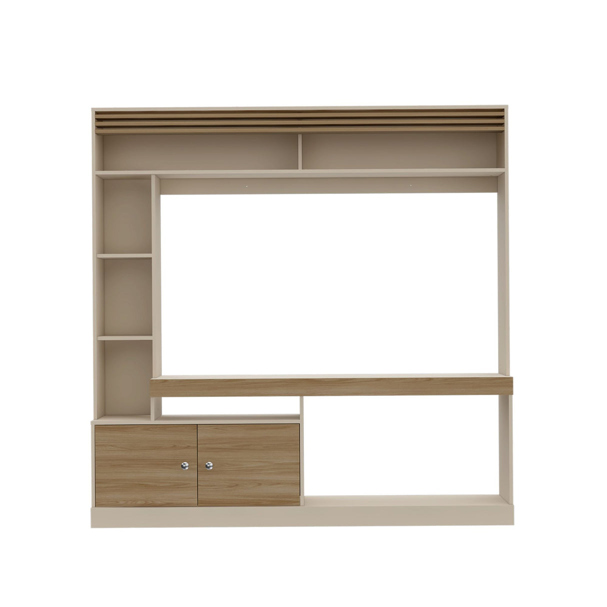 Centro de Entretenimiento Blaine Capri y Fresno Europeo 180x180.6cm para TV Hasta 70 Pulgadas sin Cajones - MUEBLES DE TV | Bylmo