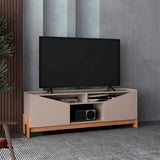 Rack de TV Holanda Capri y Fresno Europeo 160x56cm para TV Hasta 70 Pulgadas sin Cajones y con Ranuras para Cables - MUEBLES DE TV | Bylmo