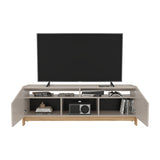 Rack de TV Holanda Capri y Fresno Europeo 160x56cm para TV Hasta 70 Pulgadas sin Cajones y con Ranuras para Cables - MUEBLES DE TV | Bylmo