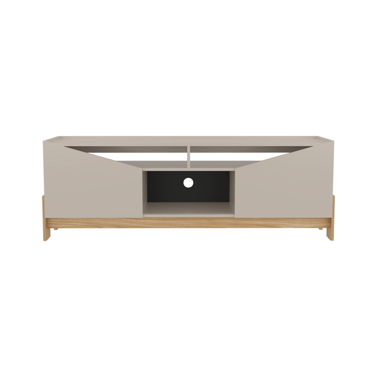 Rack de TV Holanda Capri y Fresno Europeo 160x56cm para TV Hasta 70 Pulgadas sin Cajones y con Ranuras para Cables - MUEBLES DE TV | Bylmo