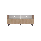 Rack de TV Patrick Fresno Europeo y Blanco 139x59cm para TV Hasta 60 Pulgadas sin Cajones y con Ranuras para Cables - MUEBLES DE TV | Bylmo