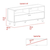 Rack de TV Patrick Fresno Europeo y Blanco 139x59cm para TV Hasta 60 Pulgadas sin Cajones y con Ranuras para Cables - MUEBLES DE TV | Bylmo