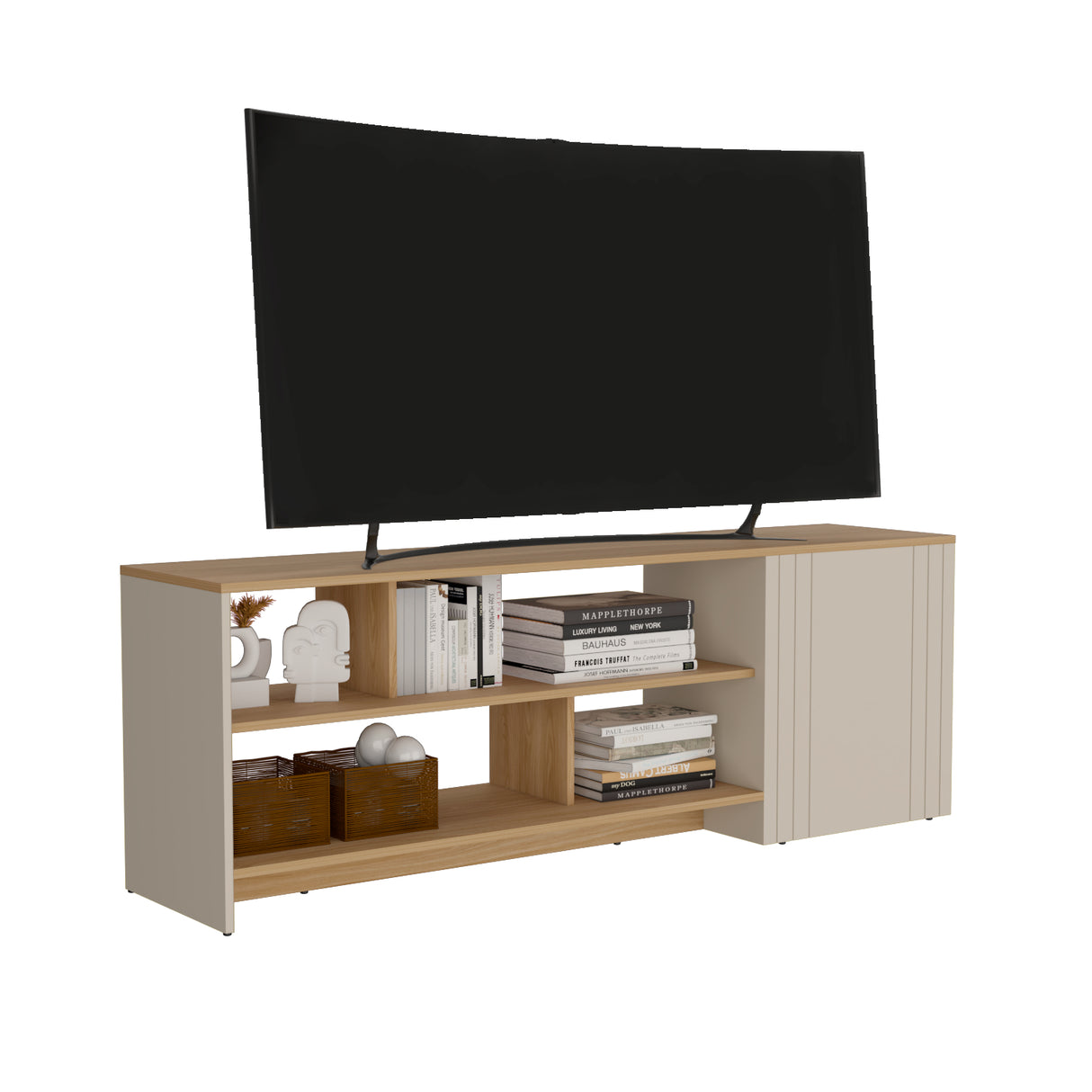 Rack de TV Arion Fresno Europeo y Capri 160x56cm para TV Hasta 65 Pulgadas sin Cajones - MUEBLES DE TV | Bylmo