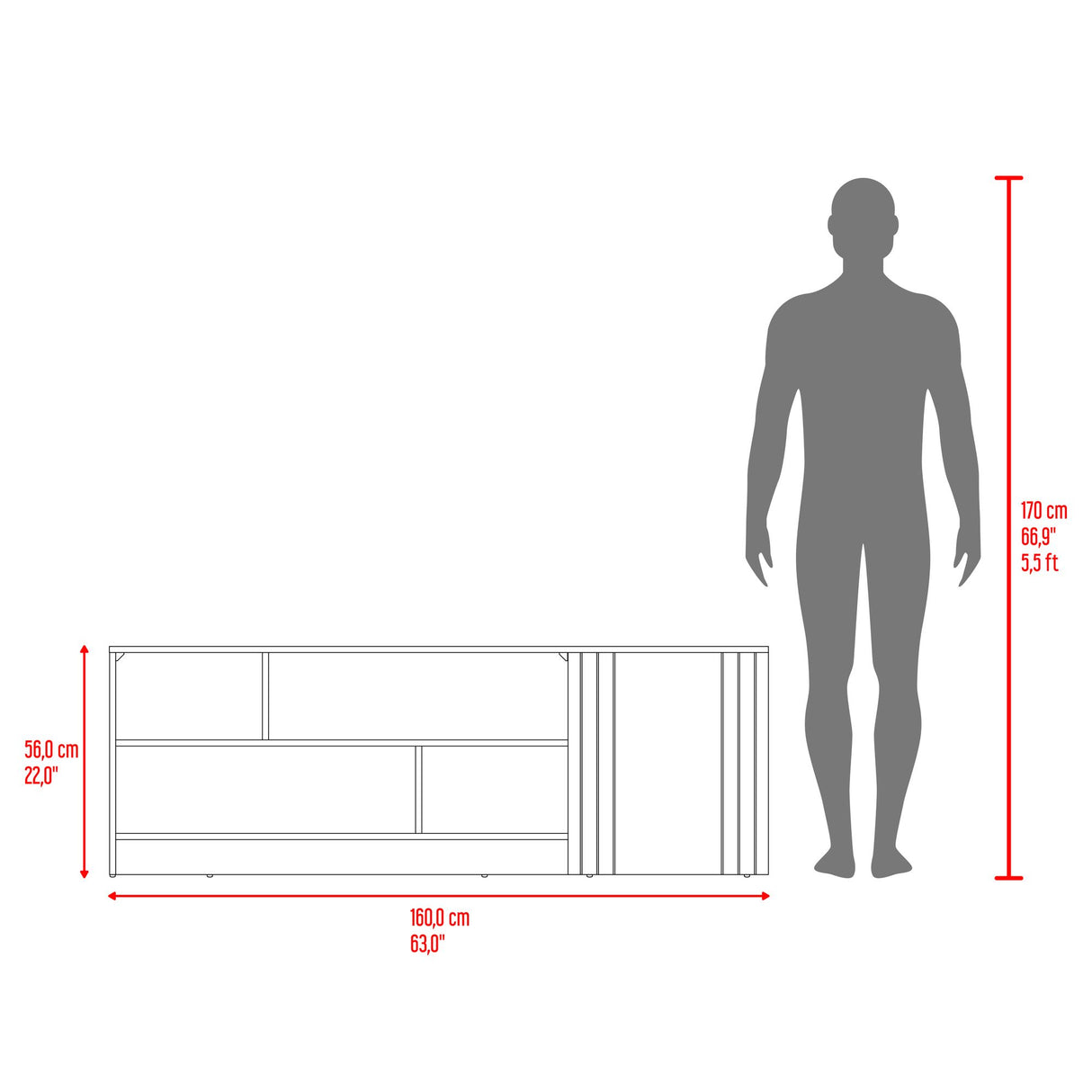 Rack de TV Arion Fresno Europeo y Capri 160x56cm para TV Hasta 65 Pulgadas sin Cajones - MUEBLES DE TV | Bylmo