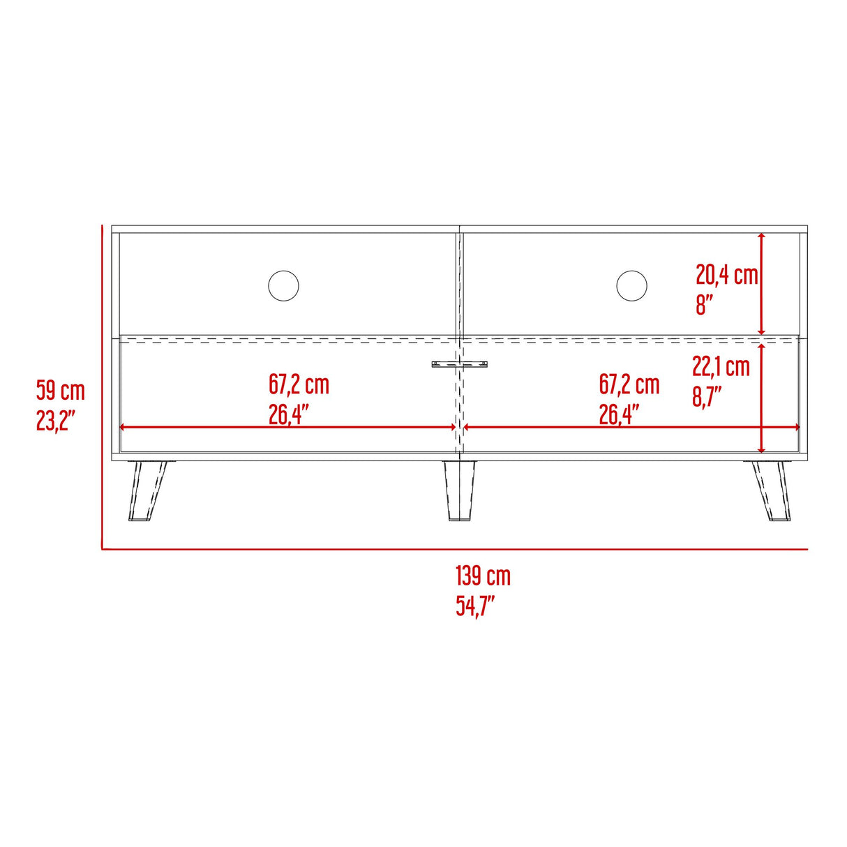 Rack de TV Patrick Tivoli y Milan 139x59cm para TV Hasta 60 Pulgadas sin Cajones y con Ranuras para Cables - MUEBLES DE TV | Bylmo