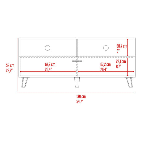 Rack de TV Patrick Tivoli y Milan 139x59cm para TV Hasta 60 Pulgadas sin Cajones y con Ranuras para Cables - MUEBLES DE TV | Bylmo