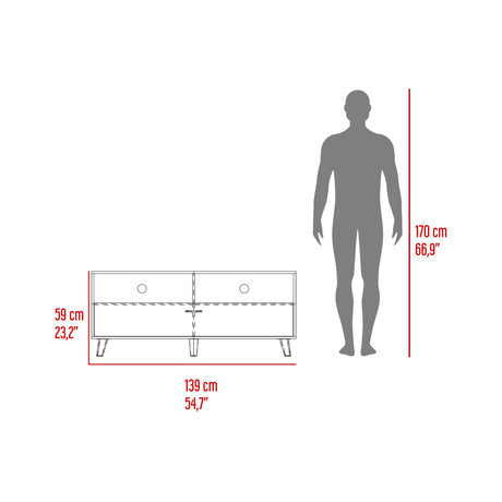 Rack de TV Patrick Tivoli y Milan 139x59cm para TV Hasta 60 Pulgadas sin Cajones y con Ranuras para Cables - MUEBLES DE TV | Bylmo