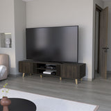 Rack de TV Shawnee Nogal 200x50cm para TV Hasta 75 Pulgadas sin Cajones y con Ranuras para Cables - MUEBLES DE TV | Bylmo