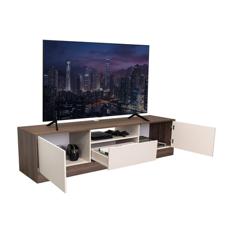 Rack de TV Niles Milan y Capri 200x50cm para TV Hasta 75 Pulgadas con Un Cajón y con Ranuras para Cables - MUEBLES DE TV | Bylmo