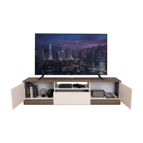 Rack de TV Niles Milan y Capri 200x50cm para TV Hasta 75 Pulgadas con Un Cajón y con Ranuras para Cables - MUEBLES DE TV | Bylmo
