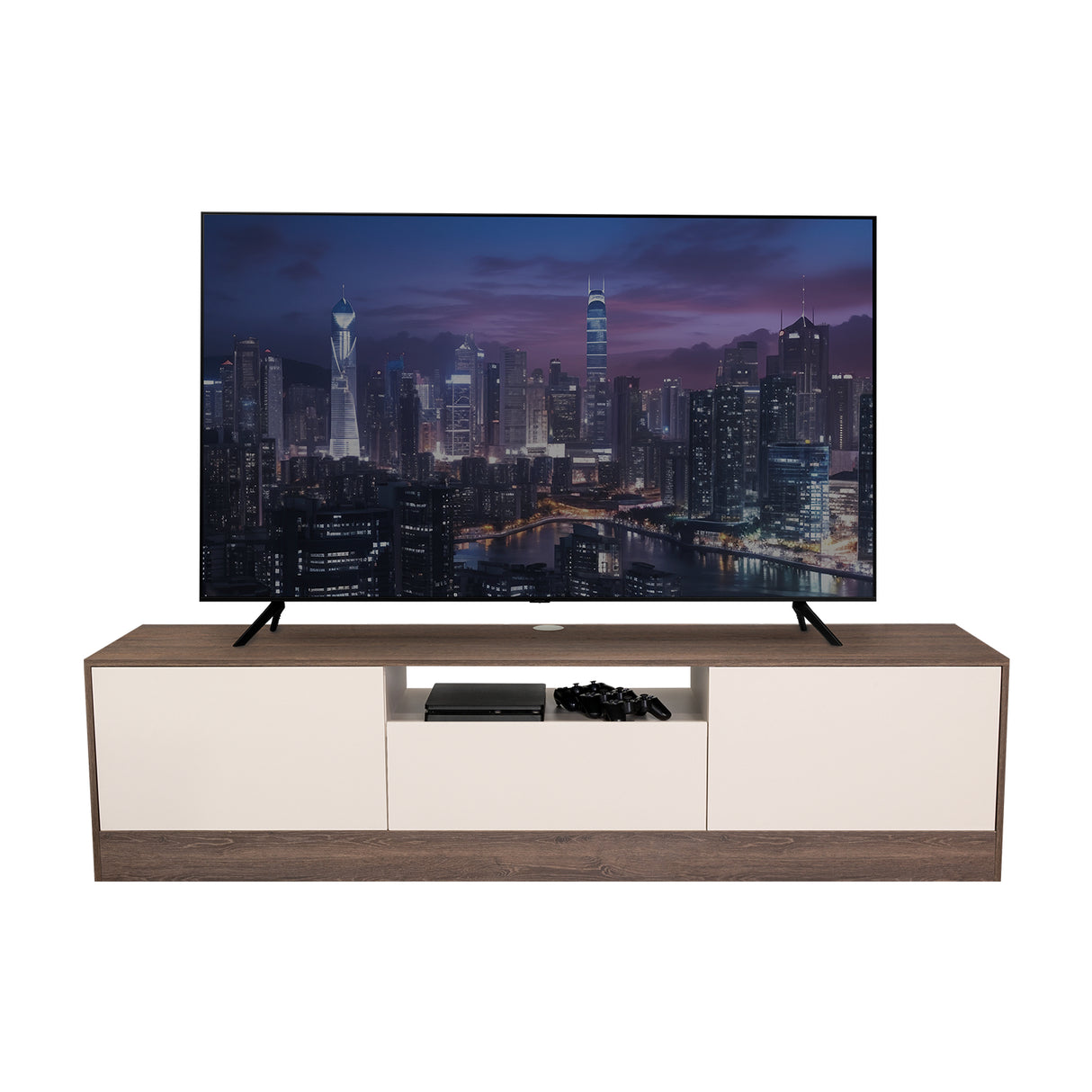 Rack de TV Niles Milan y Capri 200x50cm para TV Hasta 75 Pulgadas con Un Cajón y con Ranuras para Cables - MUEBLES DE TV | Bylmo