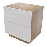 Mesa de Noche Enkubo Rovere y Blanco 48x52cm con Dos Cajones - MESAS DE NOCHE | Bylmo