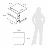 Mesa de Noche Enkubo Rovere y Blanco 48x52cm con Dos Cajones - MESAS DE NOCHE | Bylmo