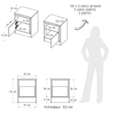 Mesa de Noche x 2 Lucas Rovere y Blanco 40x50cm con Un Cajón - MESAS DE NOCHE | Bylmo