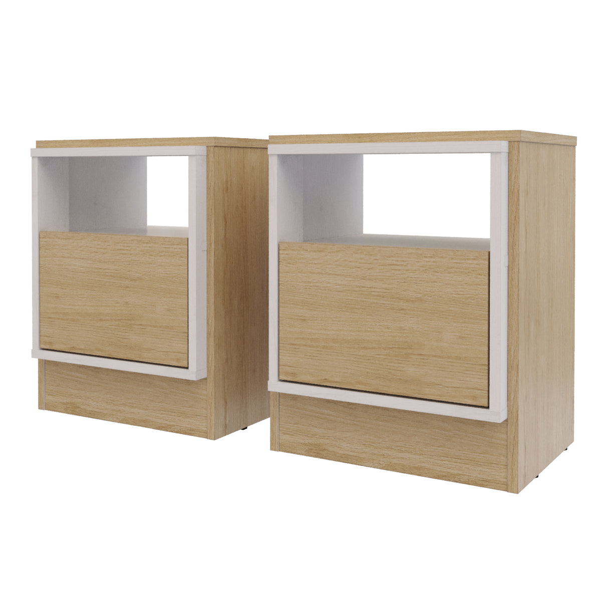 Mesa de Noche x 2 Lucas Rovere y Blanco 40x50cm con Un Cajón - MESAS DE NOCHE | Bylmo