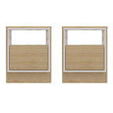 Mesa de Noche x 2 Lucas Rovere y Blanco 40x50cm con Un Cajón - MESAS DE NOCHE | Bylmo