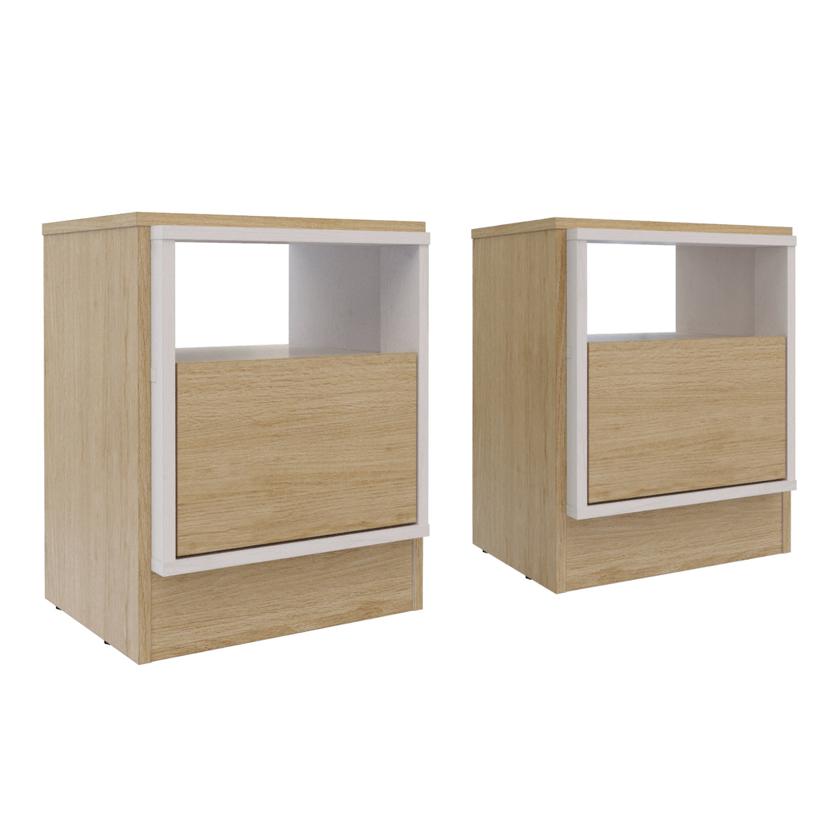 Mesa de Noche x 2 Lucas Rovere y Blanco 40x50cm con Un Cajón - MESAS DE NOCHE | Bylmo