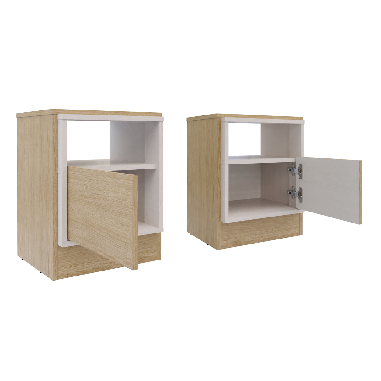 Mesa de Noche x 2 Lucas Rovere y Blanco 40x50cm con Un Cajón - MESAS DE NOCHE | Bylmo