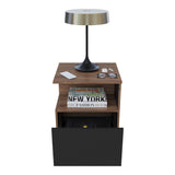 Mesa de Noche Vico Gales y Wengue 48x62cm con Un Cajón - MESAS DE NOCHE | Bylmo