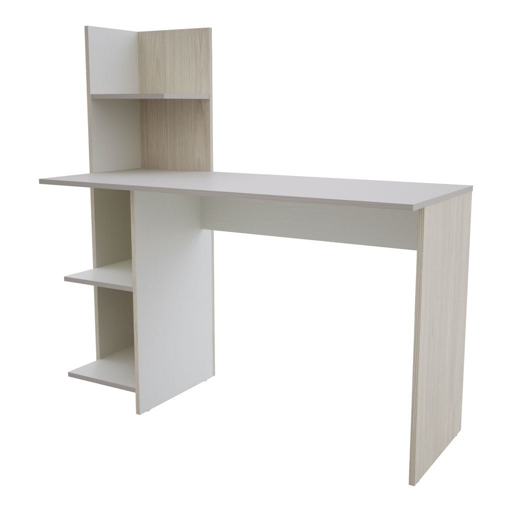 Escritorio Wex Niebla y Blanco 120x73cm sin Cajones y con Organizador de Libros - ESCRITORIOS | Bylmo