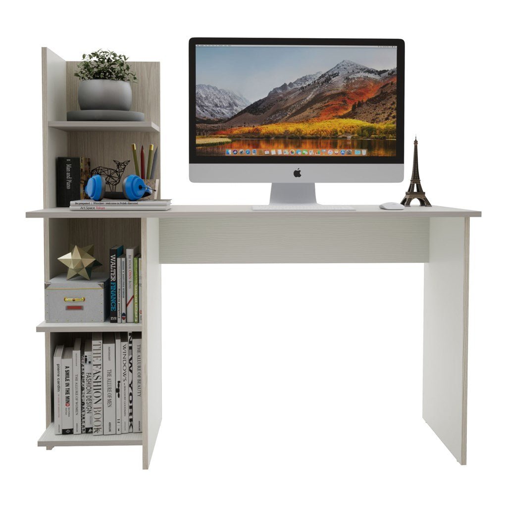 Escritorio Wex Niebla y Blanco 120x73cm sin Cajones y con Organizador de Libros - ESCRITORIOS | Bylmo