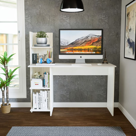 Escritorio Wex Niebla y Blanco 120x73cm sin Cajones y con Organizador de Libros - ESCRITORIOS | Bylmo