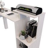 Escritorio en L Mikasa Niebla 120x88cm sin Cajones y con Organizador de Libros - ESCRITORIOS | Bylmo