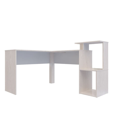 Escritorio en L Mikasa Niebla 120x88cm sin Cajones y con Organizador de Libros - ESCRITORIOS | Bylmo