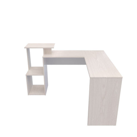 Escritorio en L Mikasa Niebla 120x88cm sin Cajones y con Organizador de Libros - ESCRITORIOS | Bylmo