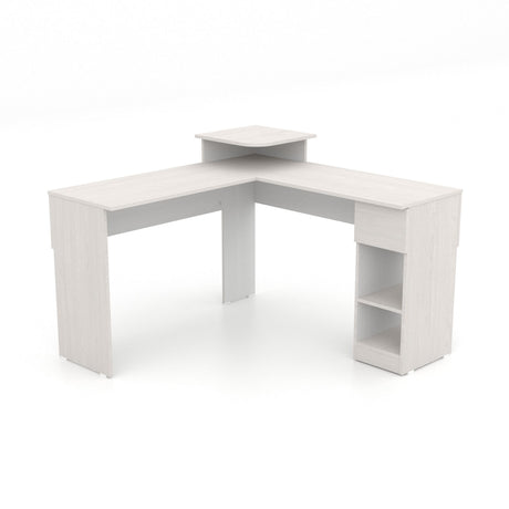 Escritorio en L Tiby Niebla 122x73cm con Un Cajón - ESCRITORIOS | Bylmo