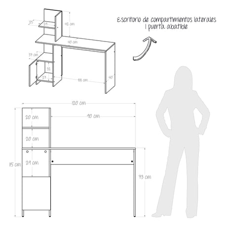 Escritorio Francia Gales 120x73cm con Un Cajón y con Organizador de Libros - ESCRITORIOS | Bylmo