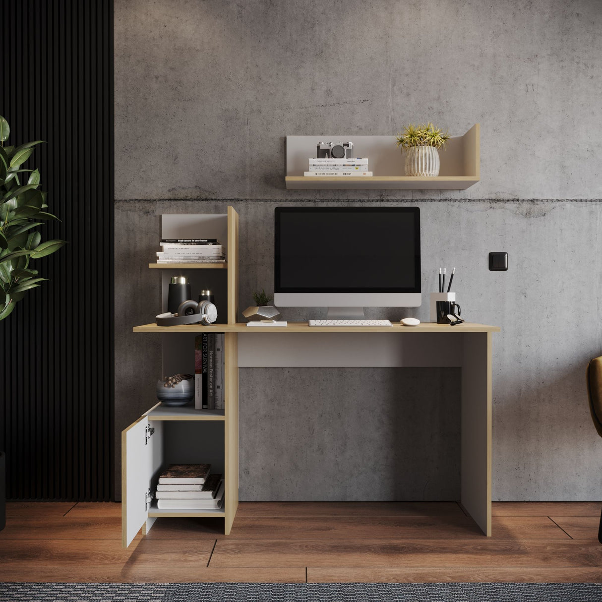 Escritorio Francia Rovere 120x73cm con Un Cajón y con Organizador de Libros - ESCRITORIOS | Bylmo