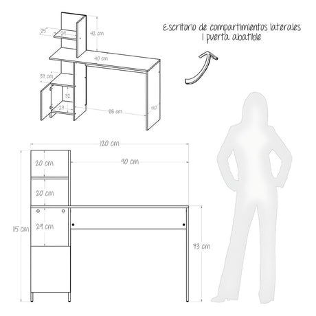Escritorio Francia Rovere 120x73cm con Un Cajón y con Organizador de Libros - ESCRITORIOS | Bylmo