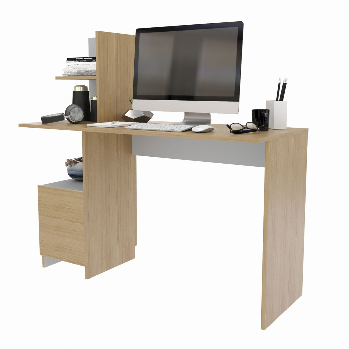 Escritorio Francia Rovere 120x73cm con Un Cajón y con Organizador de Libros - ESCRITORIOS | Bylmo