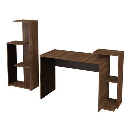 Combo Escritorio y Biblioteca Z Gales y Wengue 121x82cm sin Cajones y con Organizador de Libros - ESCRITORIOS | Bylmo