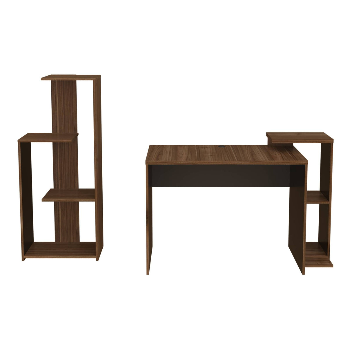 Combo Escritorio y Biblioteca Z Gales y Wengue 121x82cm sin Cajones y con Organizador de Libros - ESCRITORIOS | Bylmo