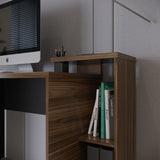 Combo Escritorio y Biblioteca Z Gales y Wengue 121x82cm sin Cajones y con Organizador de Libros - ESCRITORIOS | Bylmo