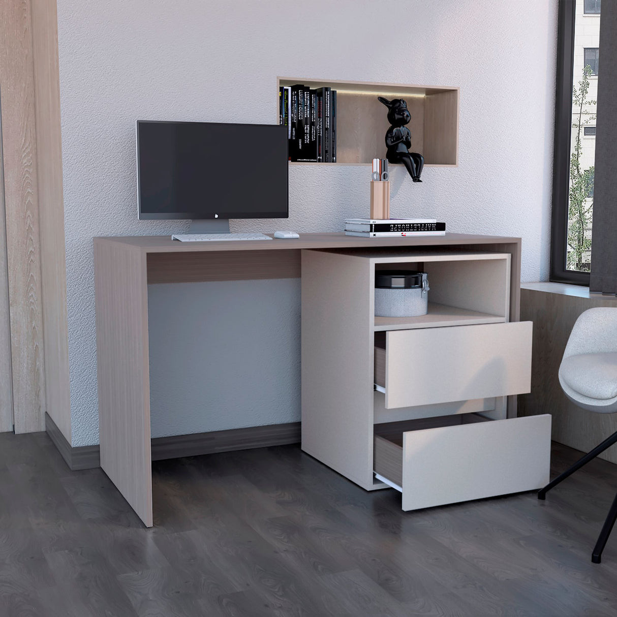 Escritorio Rookie Bardolino y Capri 60x75cm con Dos Cajones y con Organizador de Libros - ESCRITORIOS | Bylmo