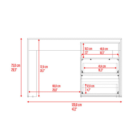 Escritorio Rookie Bardolino y Capri 60x75cm con Dos Cajones y con Organizador de Libros - ESCRITORIOS | Bylmo