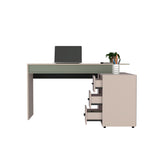 Escritorio en L Upton Capri y Agave 101.5x75cm con Tres Cajones y con Organizador de Libros - ESCRITORIOS | Bylmo