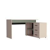 Escritorio en L Upton Capri y Agave 101.5x75cm con Tres Cajones y con Organizador de Libros - ESCRITORIOS | Bylmo
