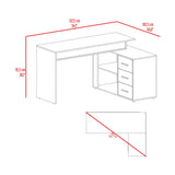 Escritorio en L Upton Capri y Agave 101.5x75cm con Tres Cajones y con Organizador de Libros - ESCRITORIOS | Bylmo